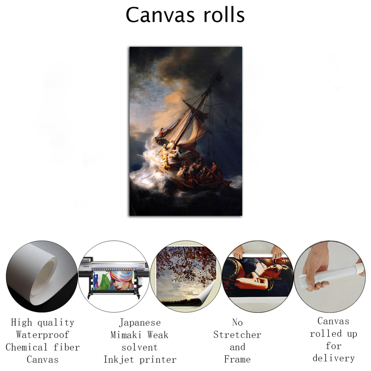 Amazon.co.jp: ガリラヤ湖の嵐の中で航海するキリストポスター