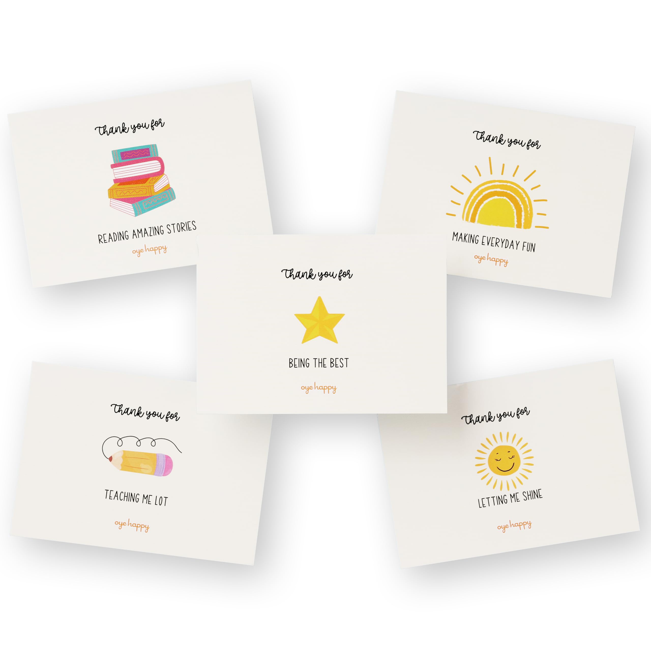 Oye Happy - Thank You Teacher Cards – Set of 5 | Appreciation Greeting Cards for Teachers, Mentors & Educators | Perfect for Teacher’s Day, Farewell, Graduation or Retirement-picture-22