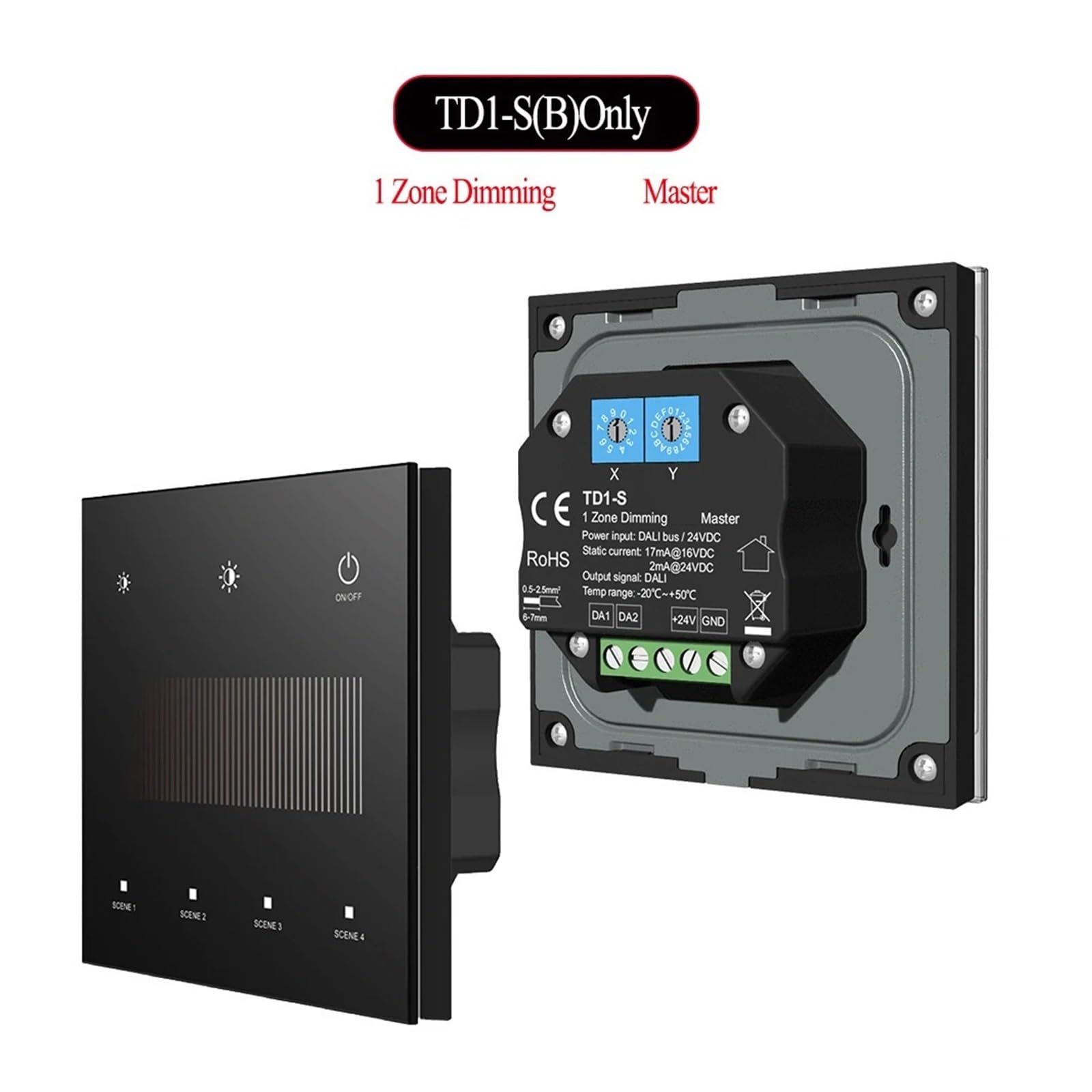 Controlador regulador de intensidad LED DT6 DT8 Pantalla táctil de cristal maestro montada en la pared 4 modos de control Botón táctil maestro con indicador LED(DIM TD1-S(B))