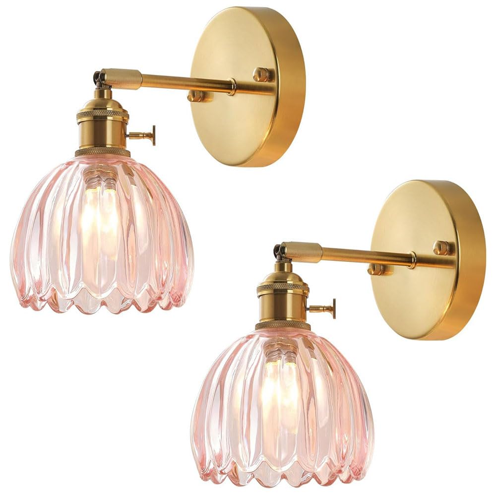 YVAMNAD Wall Sconce With Glass Lampshade Wall Lighting Bathroom Vanity Light Fixture Glass Single Head Metal Wall Lamp Nordic Wall Decor E27 Lighting Minimalist Interior Lighting Wall Lights Bedside W