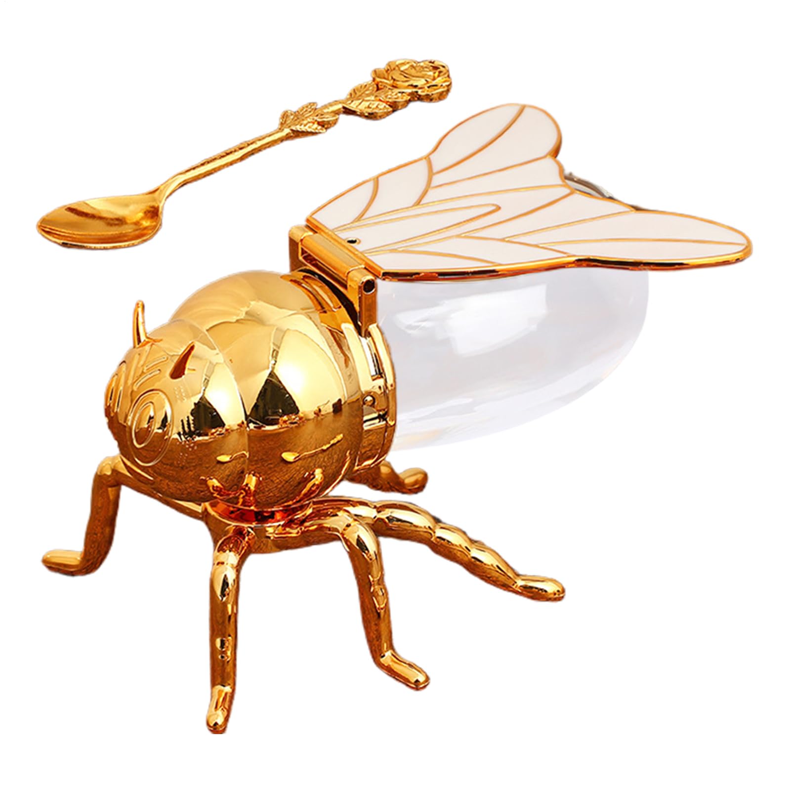 Bee Shaped Honey Jar | 5.91x3.94 Inches Zinc Alloy Bee Honey Jar | Höney Pot Container | Golden Syrup Dispenser, Kitchen Counter Accessory for Kitchen Home