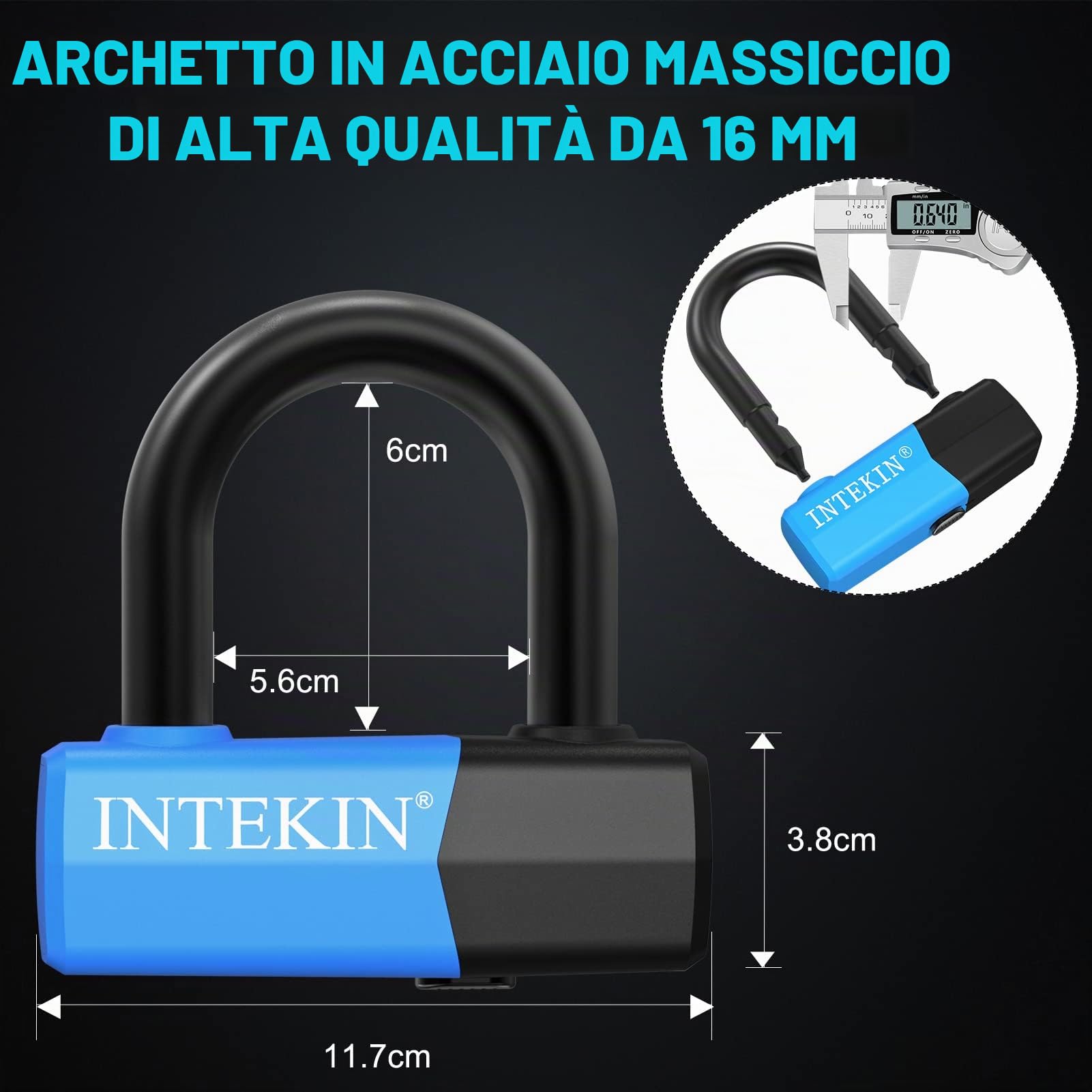 Lucchetto per moto, 100 cm, alta sicurezza, per moto, bicicletta, 10 mm di spessore, catena con serratura a U da 16 mm, per moto, e-bike, bicicletta, quad, 3 chiavi