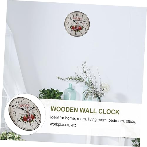 Miniatura 3 de BESPORTBLE 1pc Wall Mounted Wooden Clock Farmhouse Wall Clock Farmhouse Clock Rustic Decor Baby Formula Dispenser Farmhouse Round Clock Retro Wall