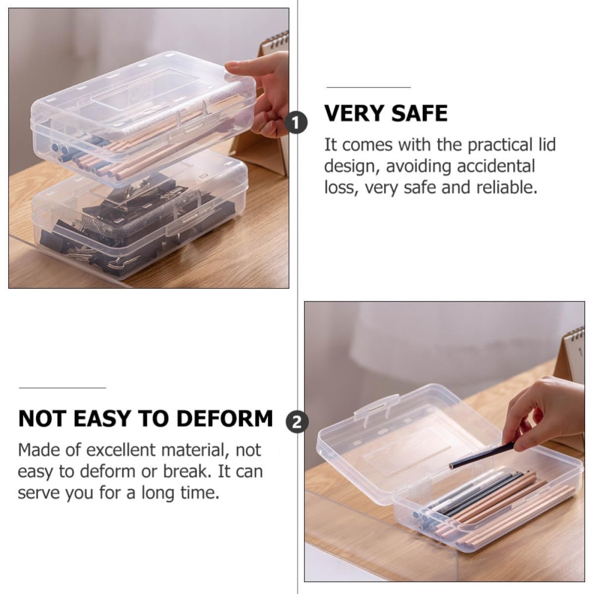 Outanaya Astuccio Trasparente Organizer Semplice e Delicato in Plastica Pp Set 6 Pezzi Impilabile per Matite e Penne per Scuola e Ufficio