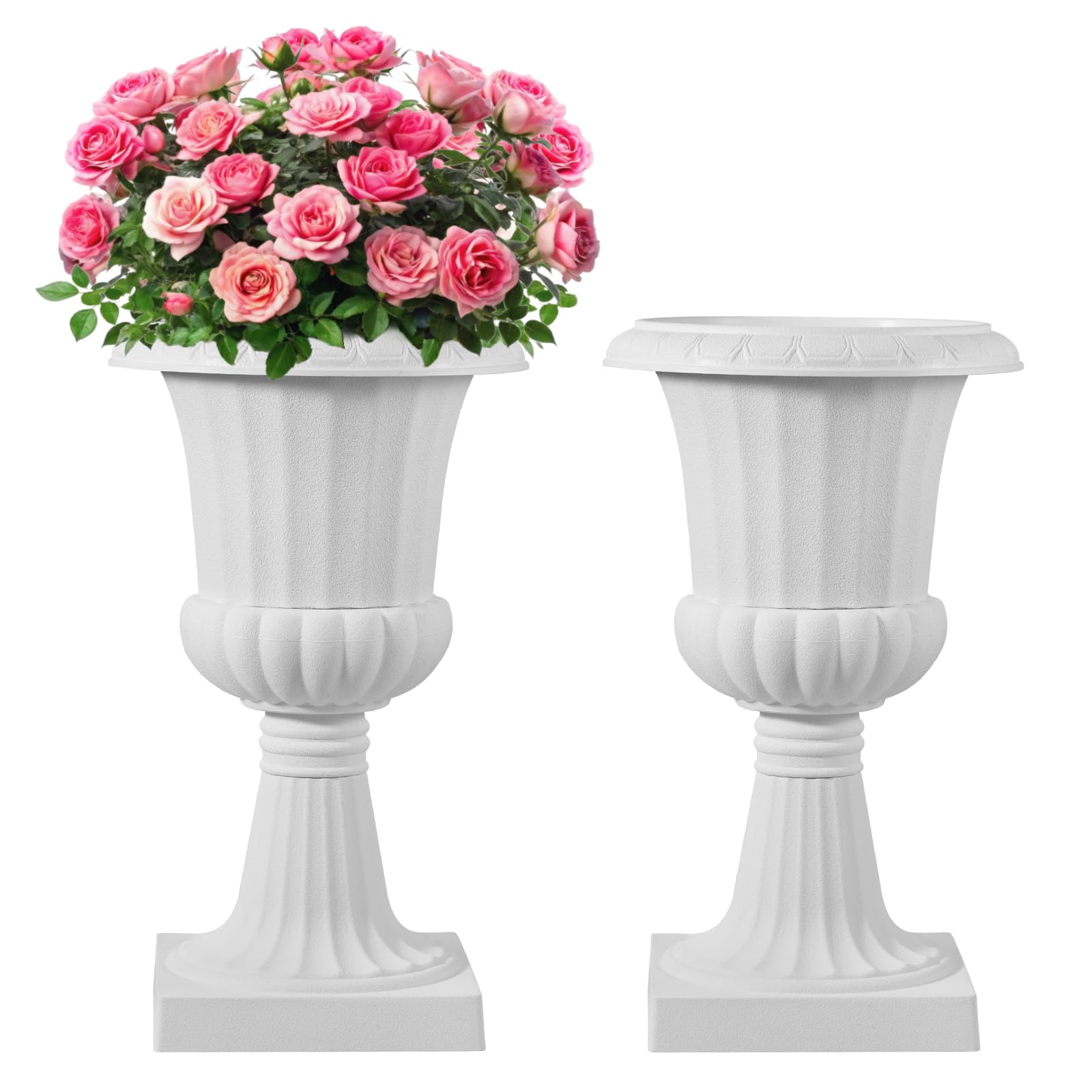 VEVOR Jardinière Urne Plastique, 40 x 67 cm, Pot de Fleurs Classique, Lot de 2, pour Intérieur, Extérieur, Mariage, Fêtes, Événements, Scène, Entrées, Couloirs, Jardin, Balcon, Terrasse, Porche, Blanc