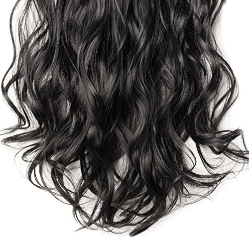 2018 FASHION 17-24 Inch 8Pcs 18Clips Full Head Clip in Hair Extensions Long Curly Synthetic Hair Extensions Hairpieces for Women 2-5 Days Delivery (Dark Black)