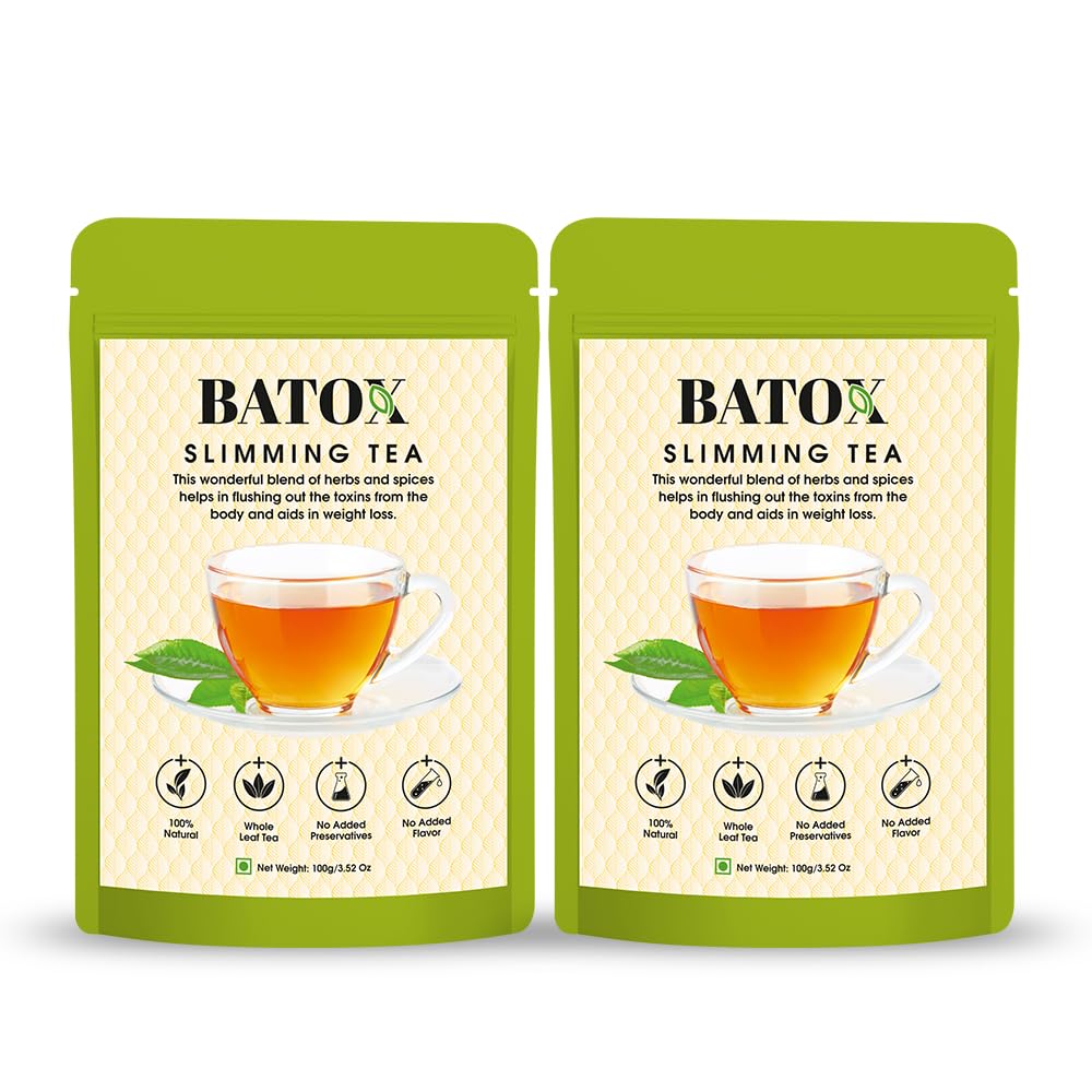 Batox Slimming Herbal Green Packet 100gm |Natural Blend of 18 Herbs|Detox for Gut Health & Weight Management |Zero Sugar |Wellness Tea For Men & Women |Pack Of 2