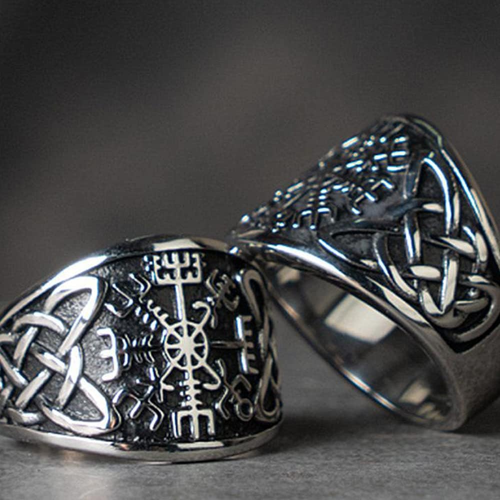 TURTLEDOVE Vegvisir Ring with Celtic Knot - Viking Ring with Runic Compass - Celtic Pagan Jewelry of Talisman - Image 3