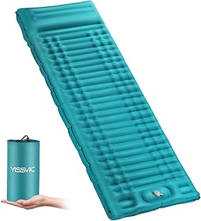 Yissvic Colchoneta de Camping autoinflable con Bomba de pie, cojín para Exteriores, para Senderismo, Exterior, Color Azul Pavo Real