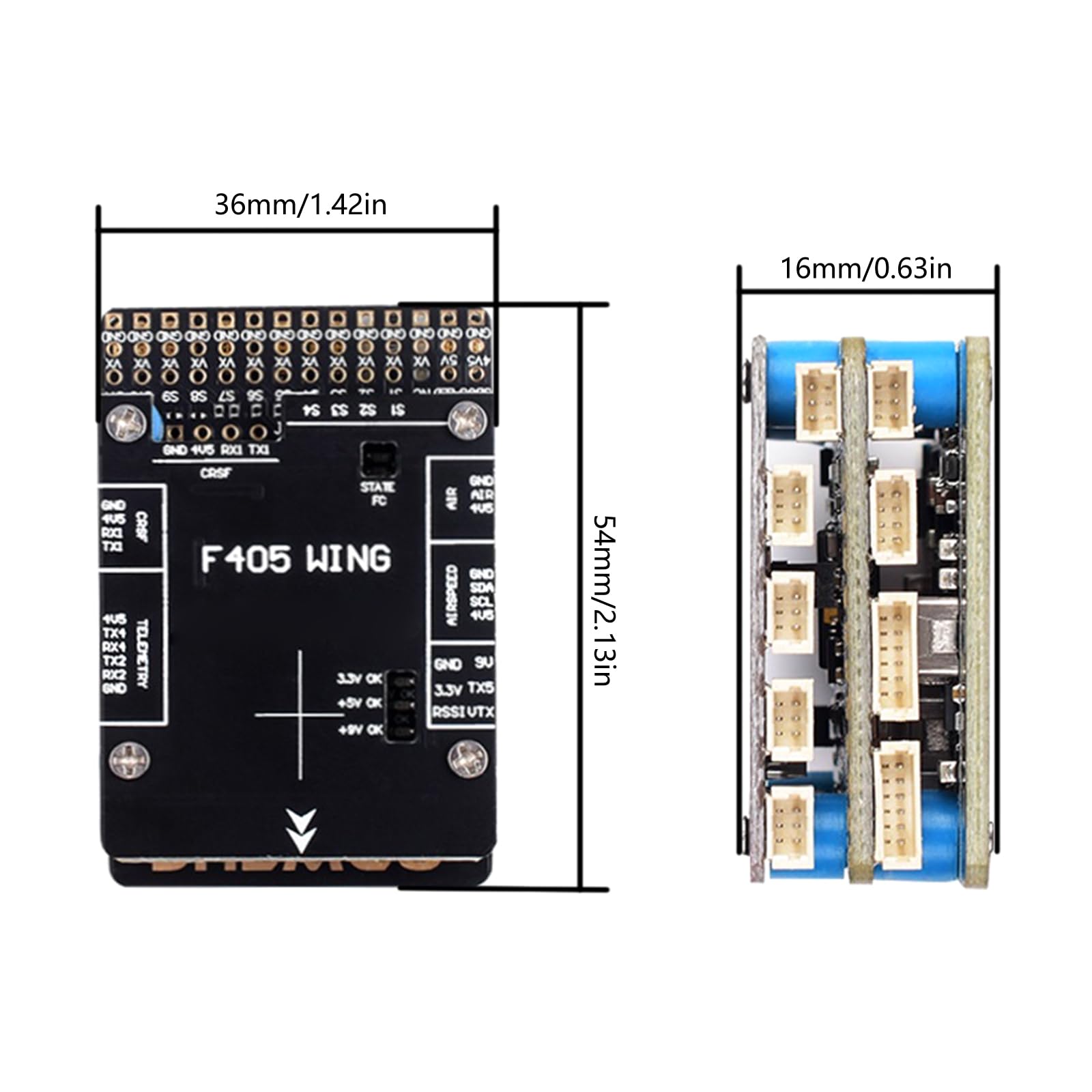 Flexible Flying Control Solution F405 Wing Flight Controlller Board für Fixed-Wing Modelle FPV-Drohnen mit INAV-Firmware Stabile Steuerung