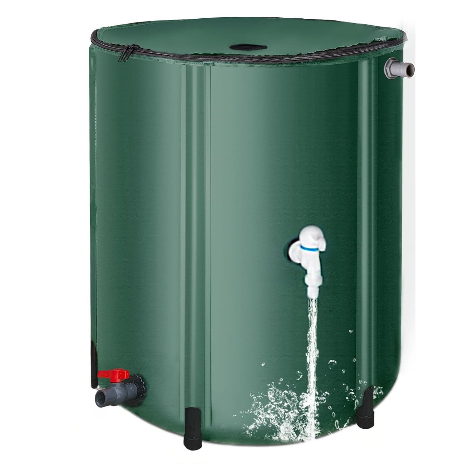 Faltbare Regentonne 1000 Liter Mit Überlaufschutz – Regenwassertank Aus Wetterfestem PVC, Regenwassersammler Mit Deckel Und Wasserhahn Für Garten(132 gallon/500 L)