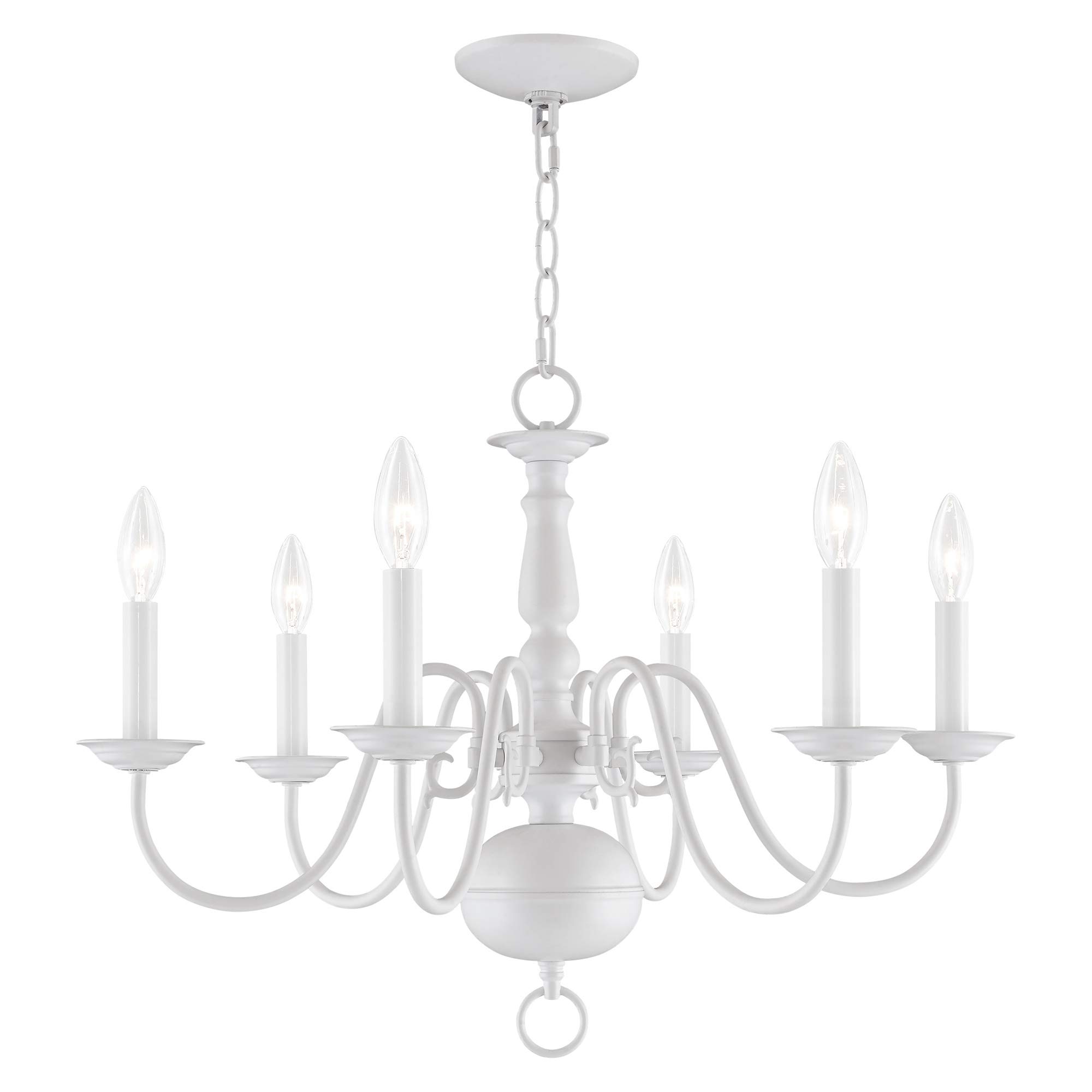 Livex Lighting 5006-03 Williamsburgh 6-Light Chandelier, White