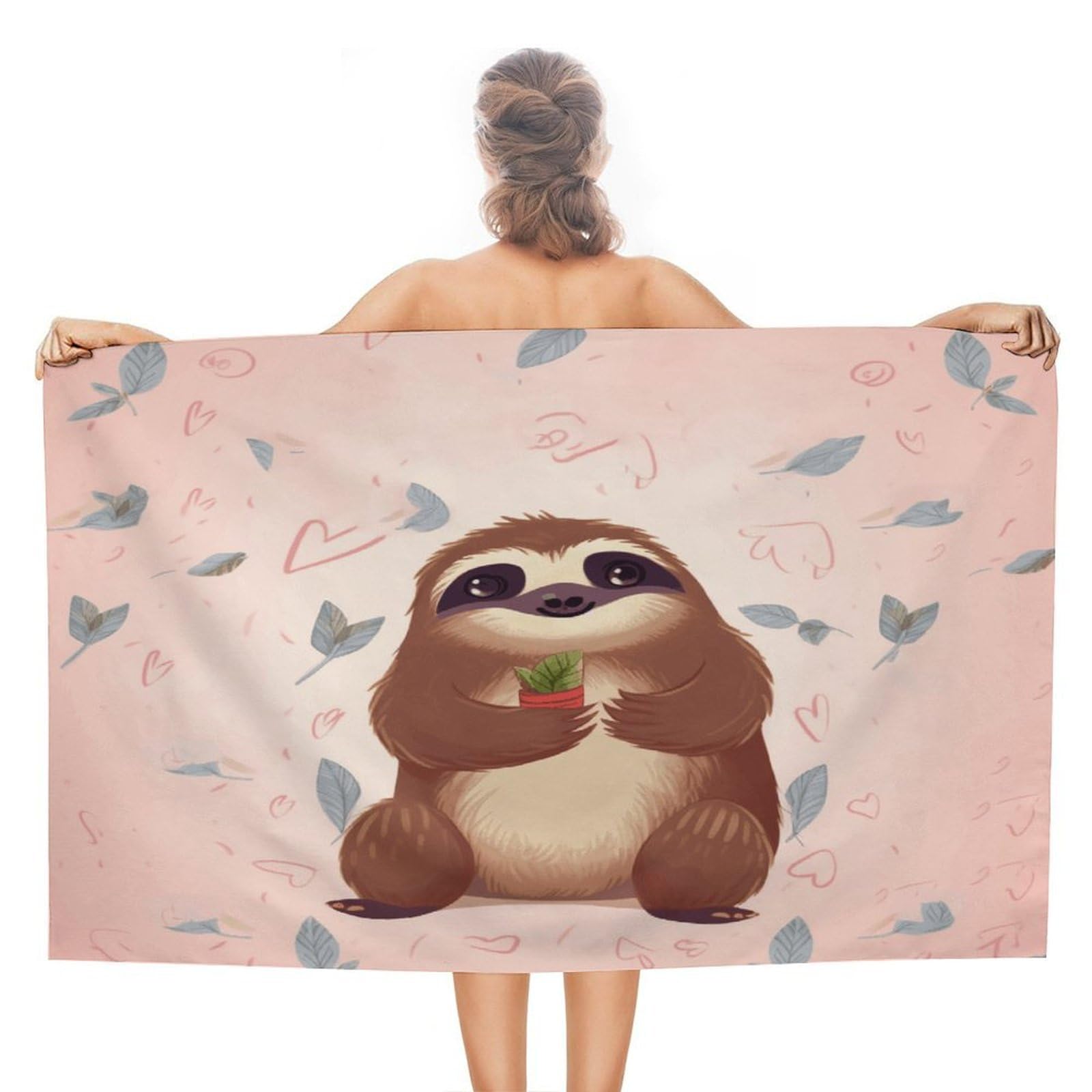 VstaDank Cute Sloth Beach Towel for Adult Quick Dry Sand Free Swim Towels Soft Large Size Pool Towels Lightweight Oversized Bath Towel for Travel, Camping, Swimming 51 X 31 Inches
