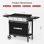 CAMPLUX Gridle plat, gaz propane outdoor grill station de cuisine pour le camping,BBQ,Tailgating ou picnicking, Acier inoxydable, Argent, Noir