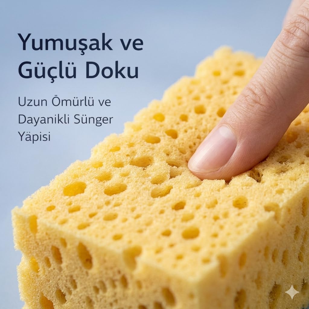SOGUD Oto Yıkama Süngeri 18x12x5 cm – Yüksek Emicilik Gücü, Çizmez Yumuşak Doku, Kalın ve Dayanıklı Sünger Yapısı, Araç Kaporta, Jant ve Detay Temizlik İçin Profesyonel Oto Temizlik Süngeri - Sarı