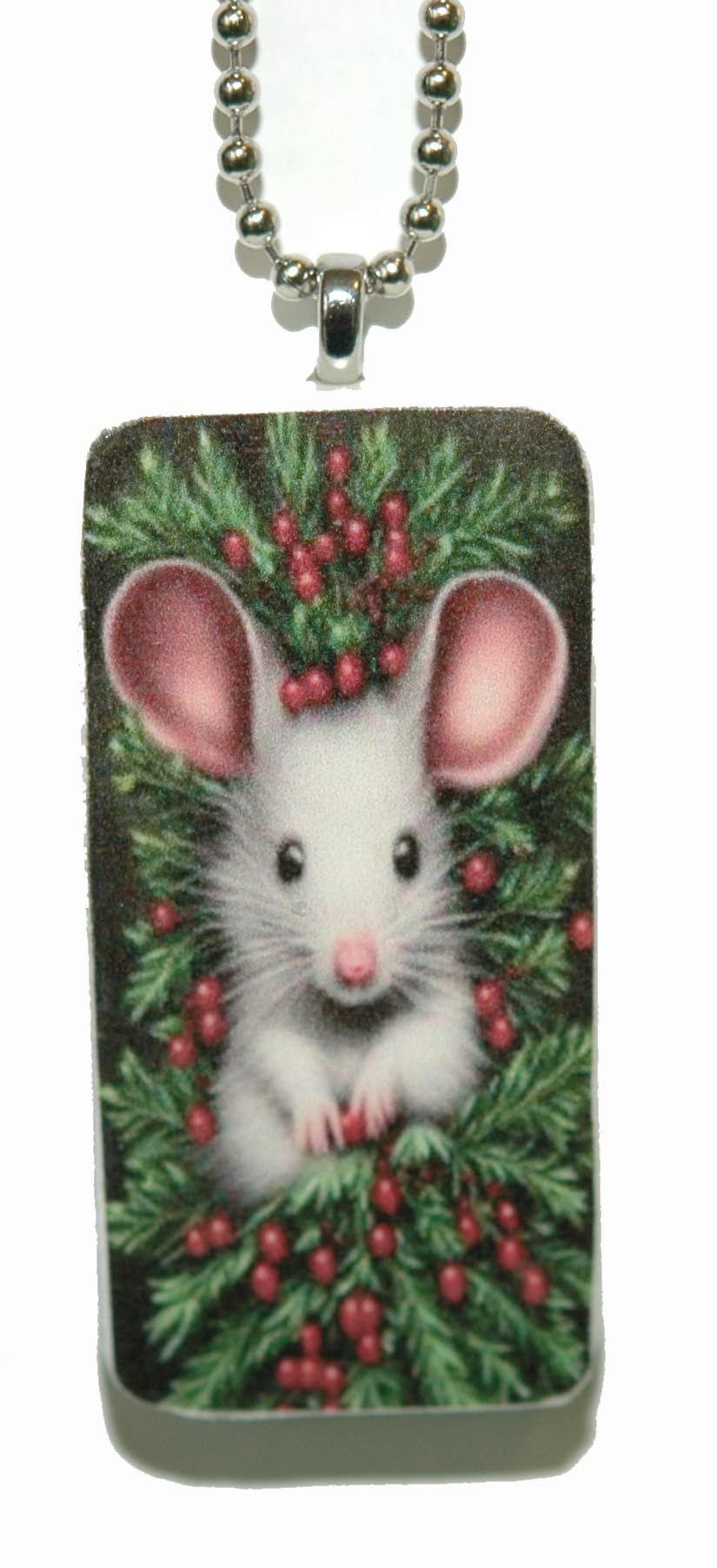 Jazzworks,LLC Cute Christmas Mouse Domino Necklace (DO031)