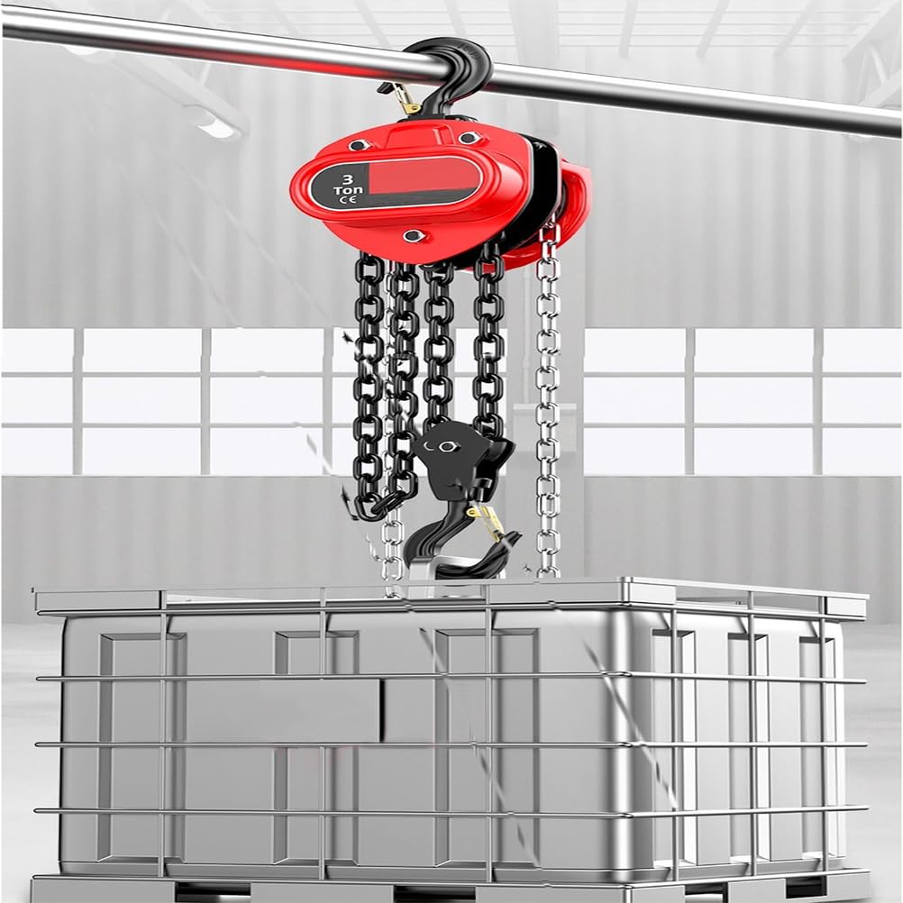 TY&WJ 1 Tonne (1000Kg) Handkettenzug, 3M(10FT) Ratschenzug Kettenzug Mit Doppelklinken-Bremse & 360° Haken G80-Kette Flaschenzug Für Werkstatt, Garage,2ton,6m/20FT
