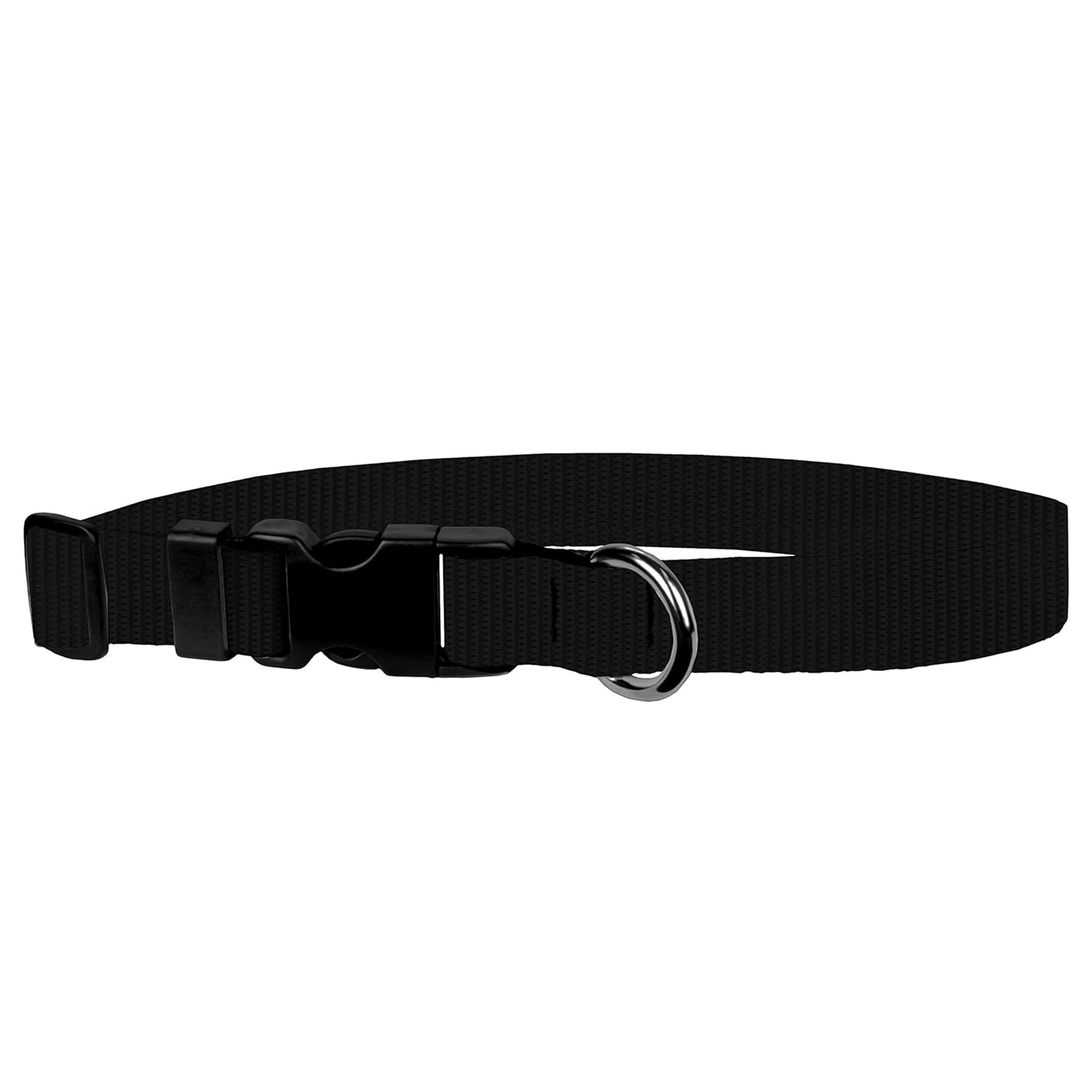 Dog Collar - Colored Adjustable Pet Collars, 1 Inch Wide, Medium, Black