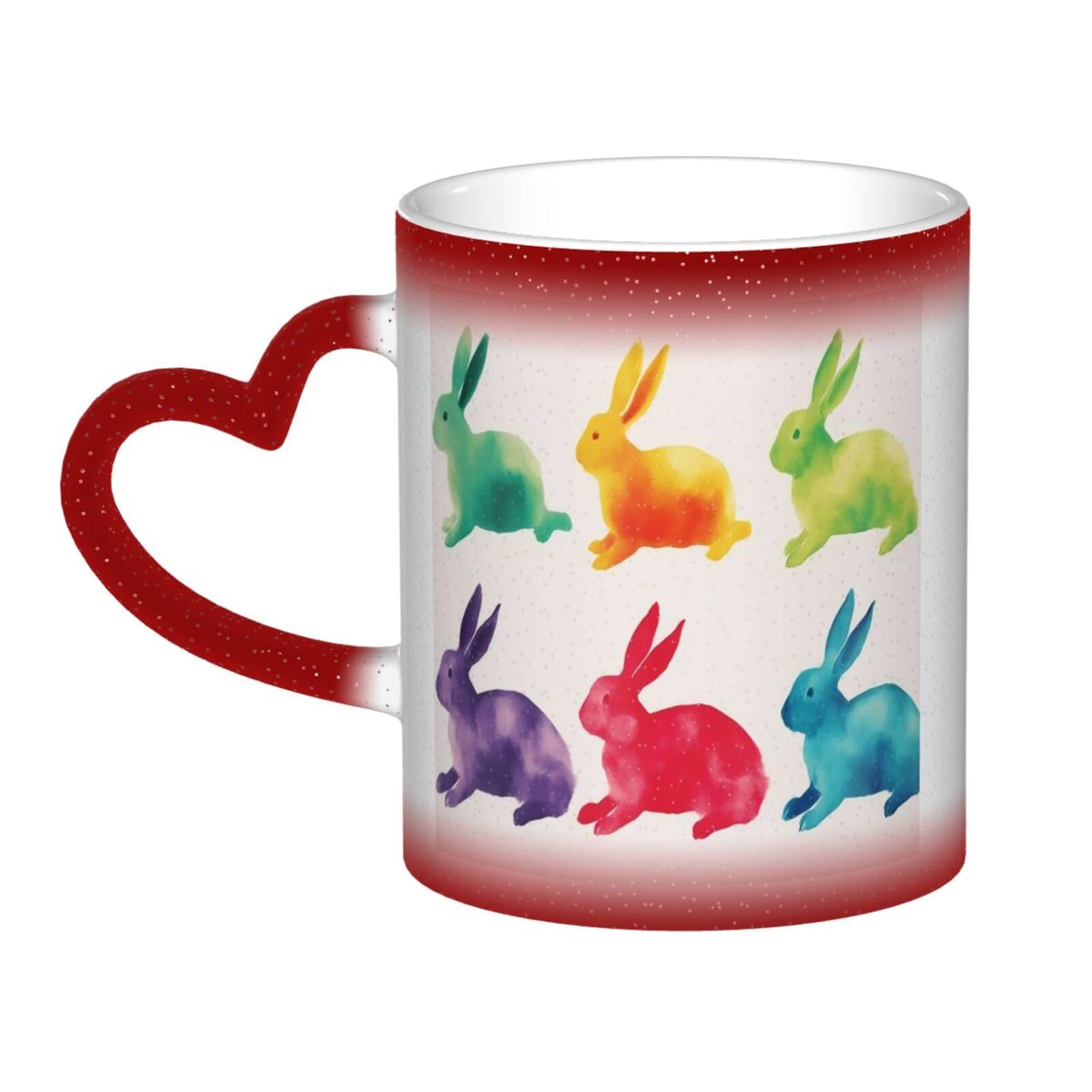 BKTRAVERPT Cute Rainbow Rabbit Coffee Mugs â€“ Color Changing Heat Sensitive Ceramic Mug in The Sky, 11 Oz Ceramic Coffee Tea Cup, Personalized Mug, Best in The Home Kitchen and Office