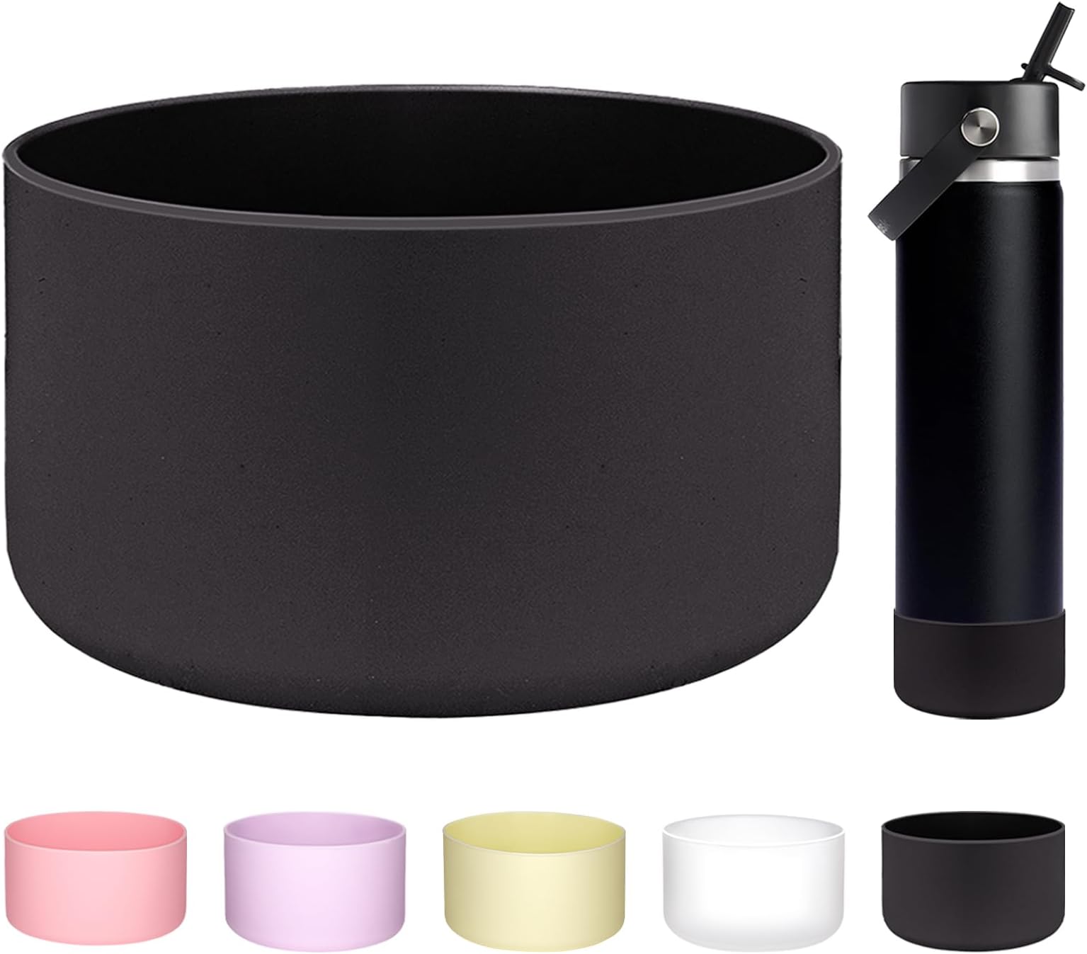 Protective Silicone Base Boot for Hydro Flask 12-24 oz Wide and Standard Mouth bottles, Anti-Slip Sleeve Cover Bumper for Hydro Water Bottle Accessories-2.83inch Bottom Diameter