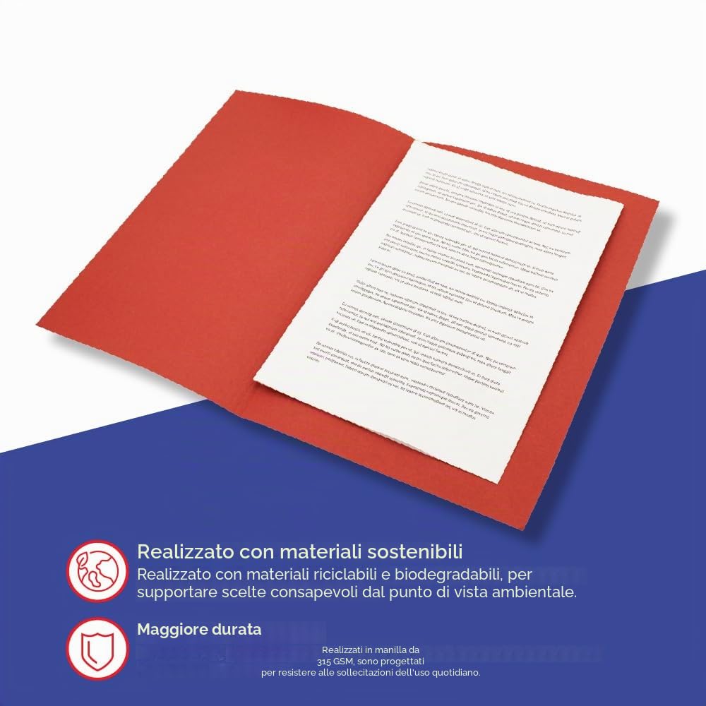 Guildhall - Cartelline a taglio quadrato Guildhall - Cartella quadrata, 315 g/mq, confezione da 100 Rosso