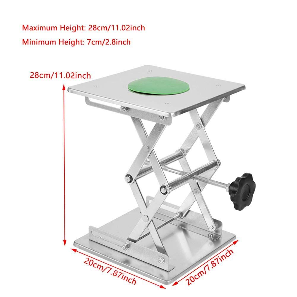 Walfront Sollevatore Laboratorio, 200 * 200mm in Acciaio Inox, Piattaforma di Sollevamento Laboratorio, Altezza Espandibile 80mm a 280mm, Peso Supportato 1782 g