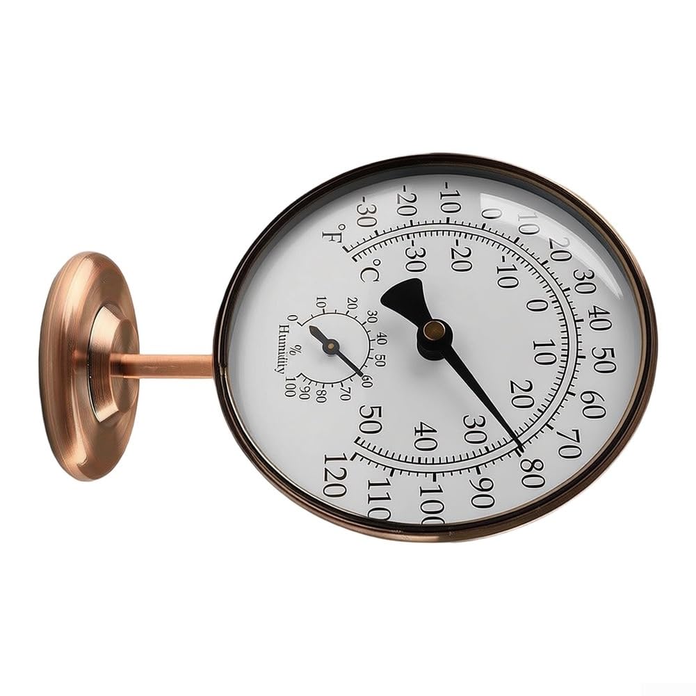 GLOBALHUT Igrometro Termometro Analogico Guscio Ottone Vintage