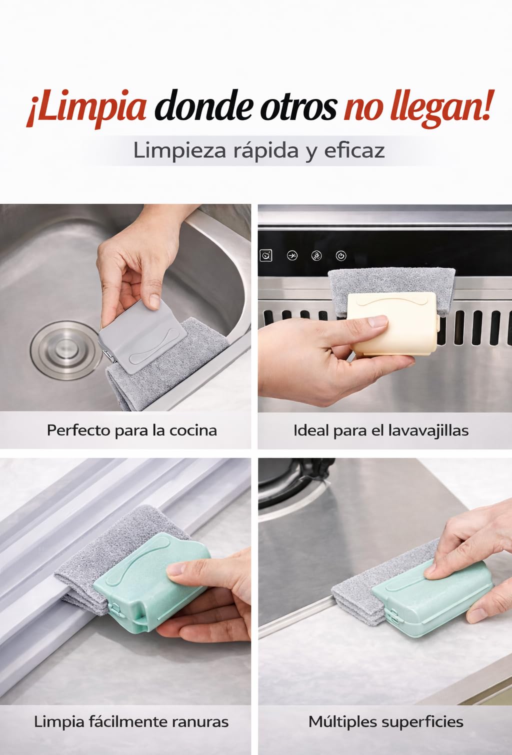 Pack Cepillos Limpieza Hogar Limpia Ventanas | Cepillo Limpieza Hogar y Cepillo de Limpieza para Rieles | Cepillo Juntas, Cepillo para Limpiar Juntas | Limpia radiadores, Persianas y Ranuras Difíciles — view 3
