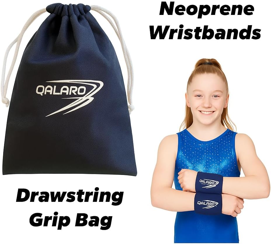 Hook & Loop Leather Grips for Girls Gymnastics | Dowel Grips, 4" Wristbands | Gymnastics Grips for Girls | Youth Bar Grips | Gymnastics Gloves