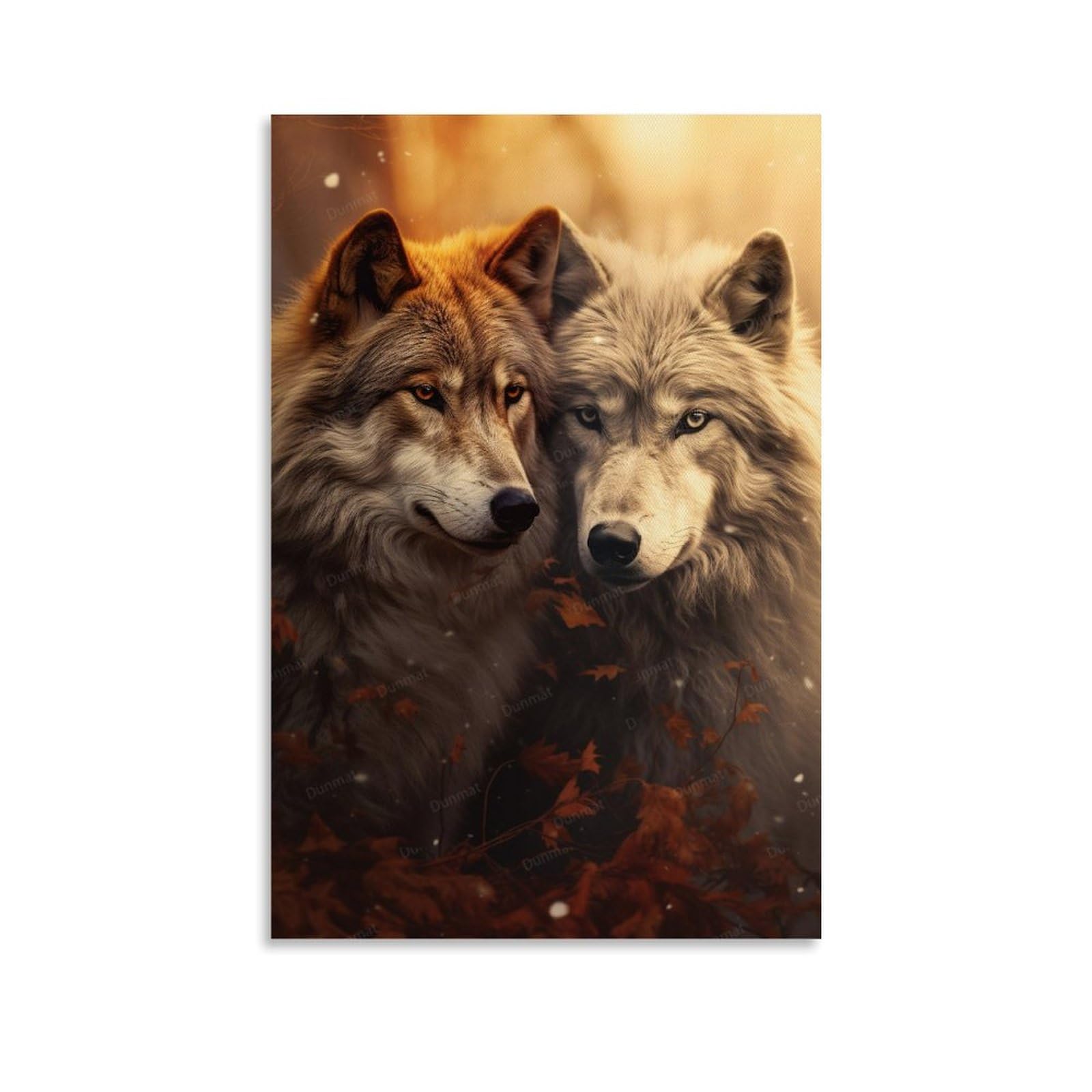 FYFMUSHE Countryside Wild Wolf Wall Art Print Vintage Modern Animal Framed Canvas Poster Artwork for Bedroom Living Room Office 20x30inch(50x75cm)