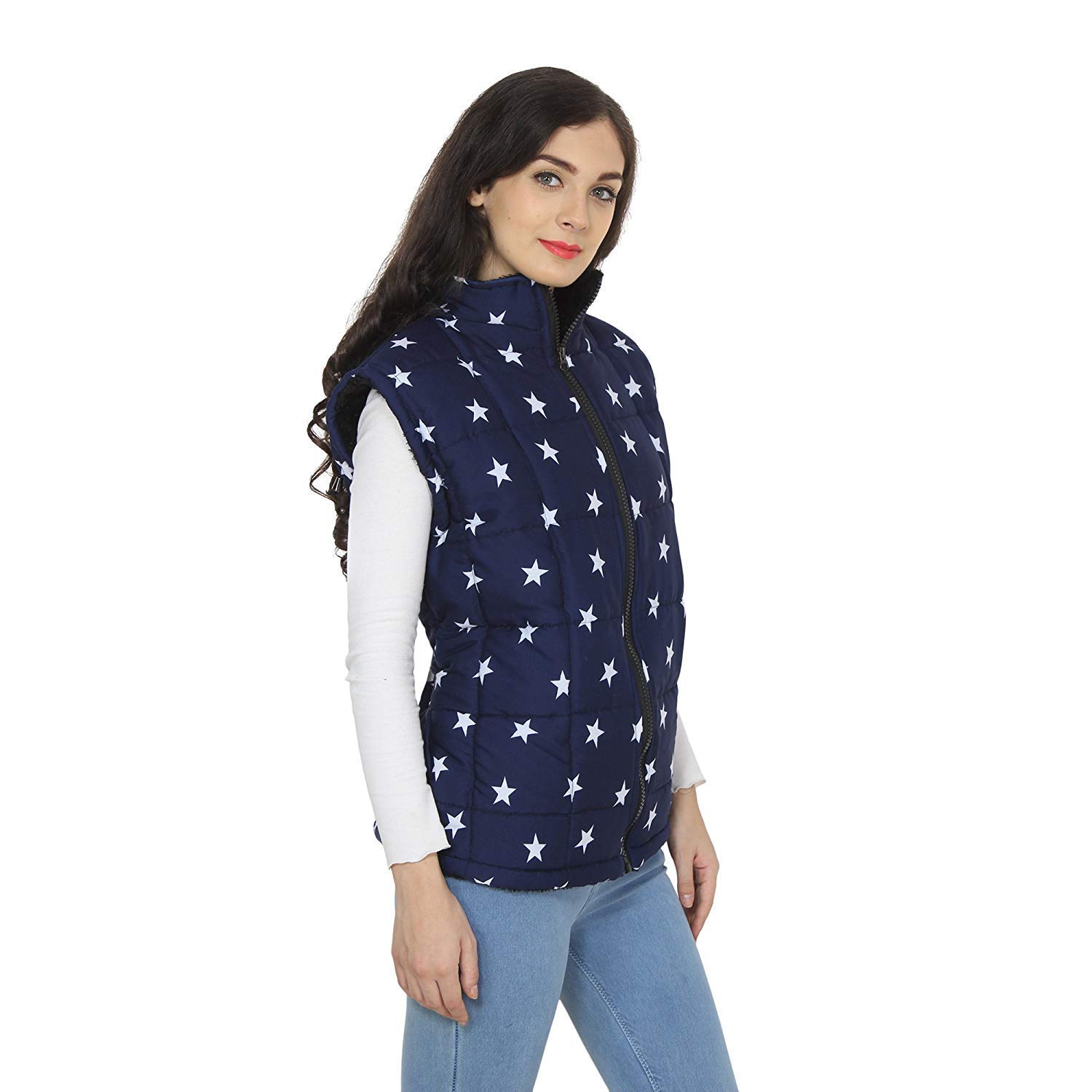 Malvina Girl's Winter Warm Half Sleeve Hooded Jacket (Blue,Large) 1