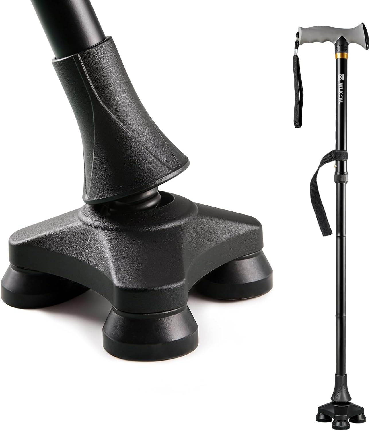 Heavy-Duty Series Folding Freedom Walking Cane – Elastic Self-Standing Tripod Base (2026 Upgraded), 400 lbs Capacity, Ergonomic Soft-Grip Handle, Collapsible & Adjustable Canes for Stability