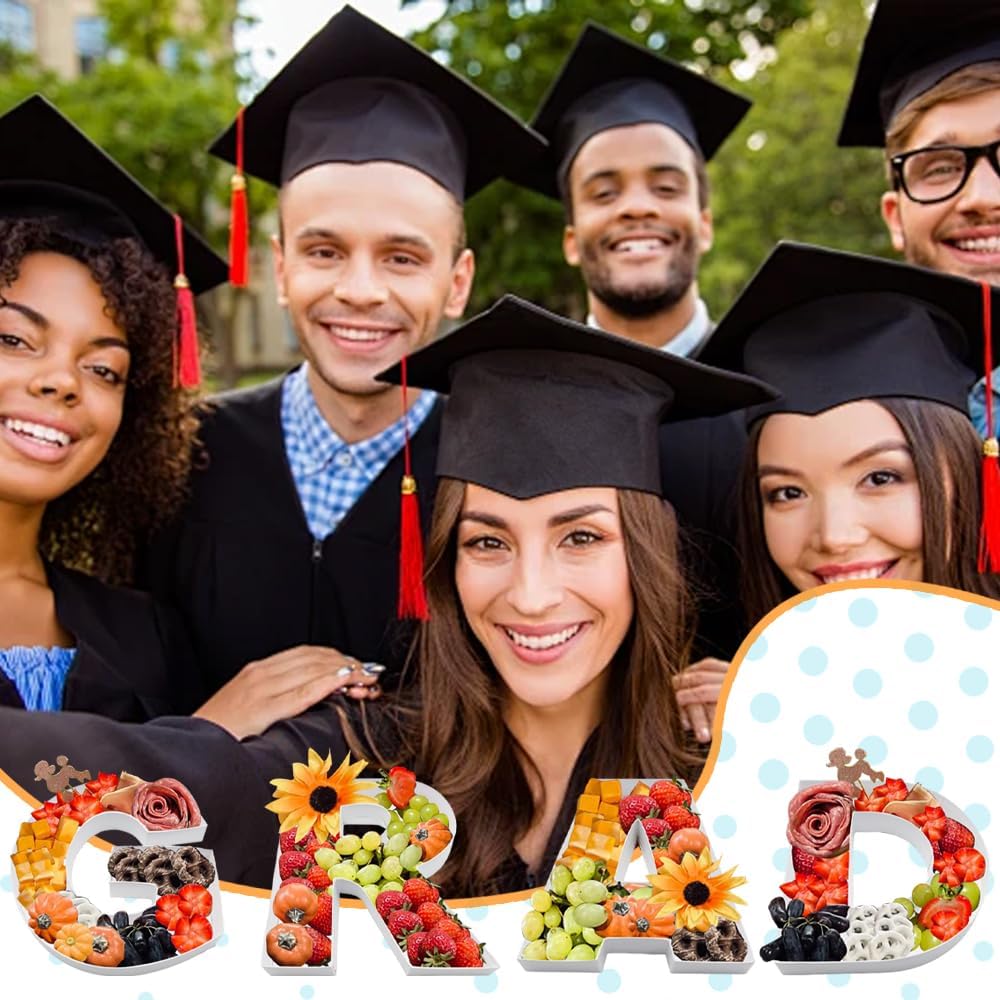 8" Fillable Cardboard Letters 'Grad' Charcuterie Tray, for 2026 Graduation Centerpiece Decoration (Small)