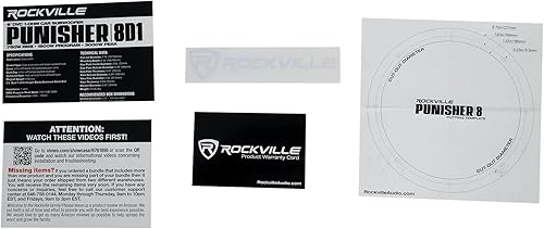 Miniatura 9 de Rockville Punisher 8D1 3000W Peak750W RMS Subwoofer de coche de 8 pulgadas, doble 1 ohmio, cono ultra tiff, refrigeración avanzada, construcción