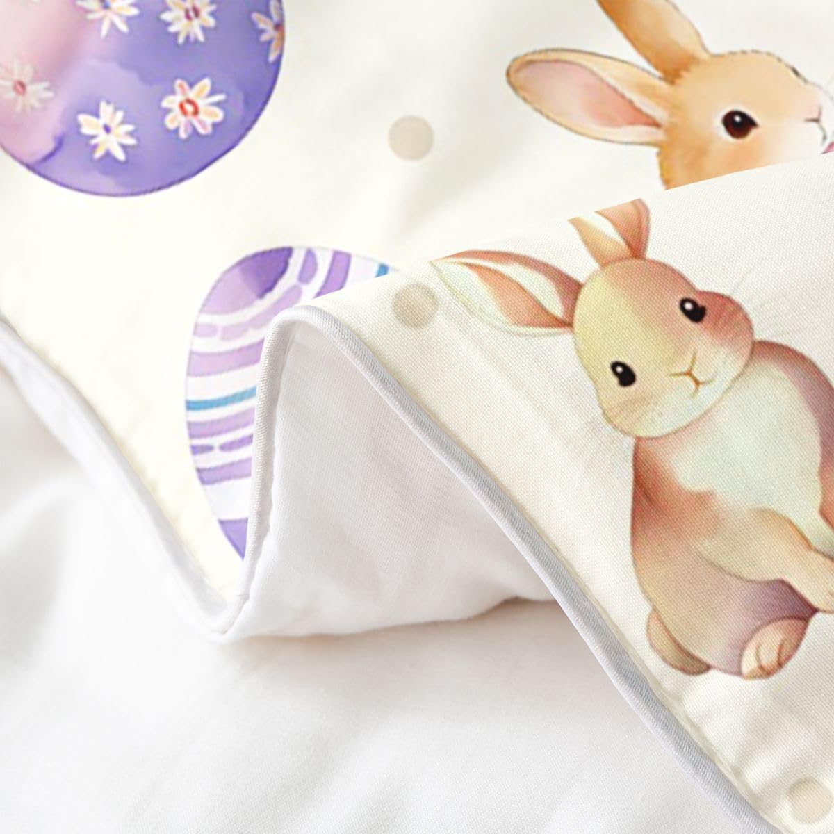 Manfei Happy Easter - Juego de funda de edredón 100 % algodón, tamaño Super King, juego de ropa de cama de 3 piezas con estampado de huevos coloridos, decoración de habitación de niños y niñas, 2