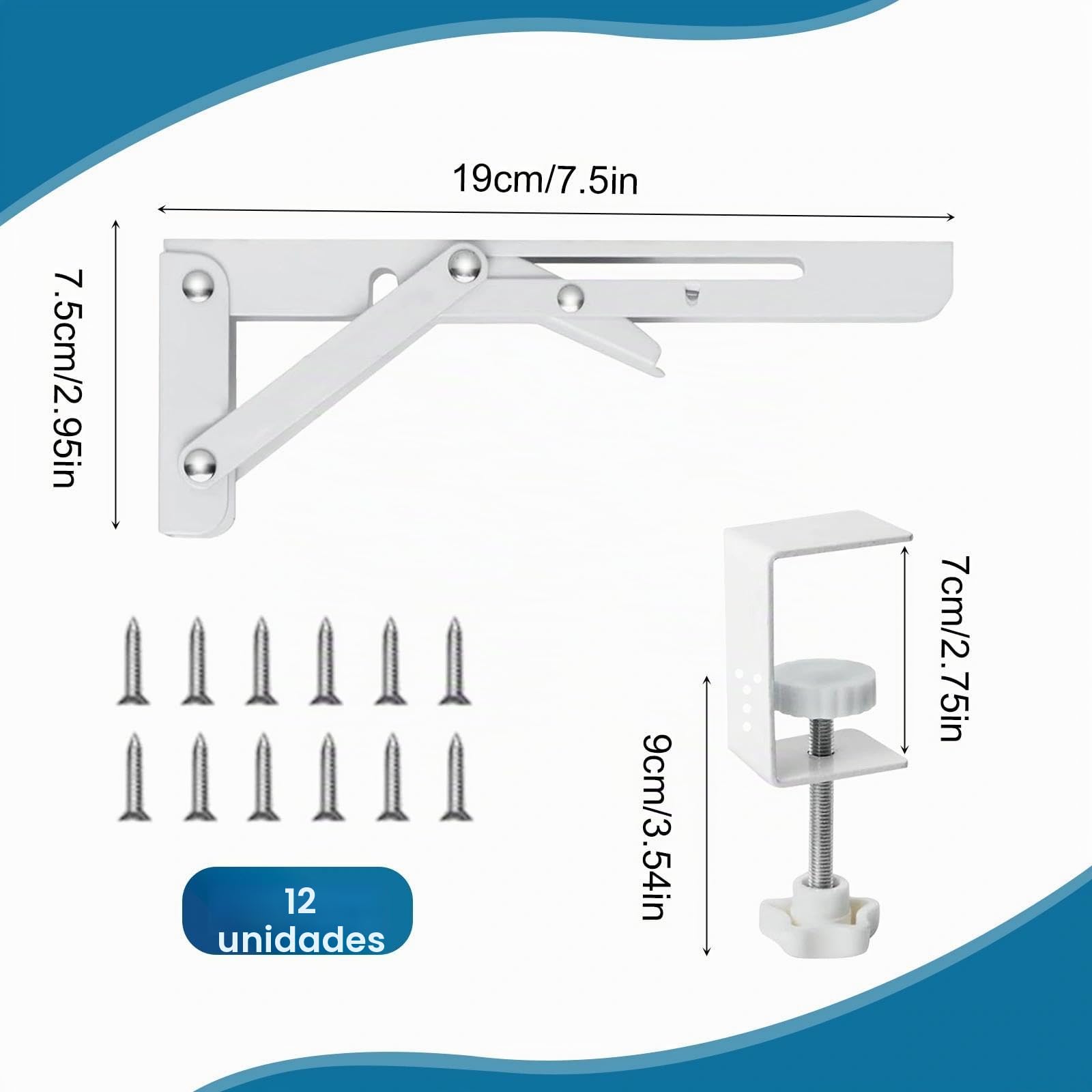 2 Piezas Soporte de Extensión de Escritorio Soporte Bandeja de Extensión de la Bandeja Plegable para Teclado con Pinza en C Ajustable para Escritorios y Mesa de Oficina Bricolaje (Blanco)