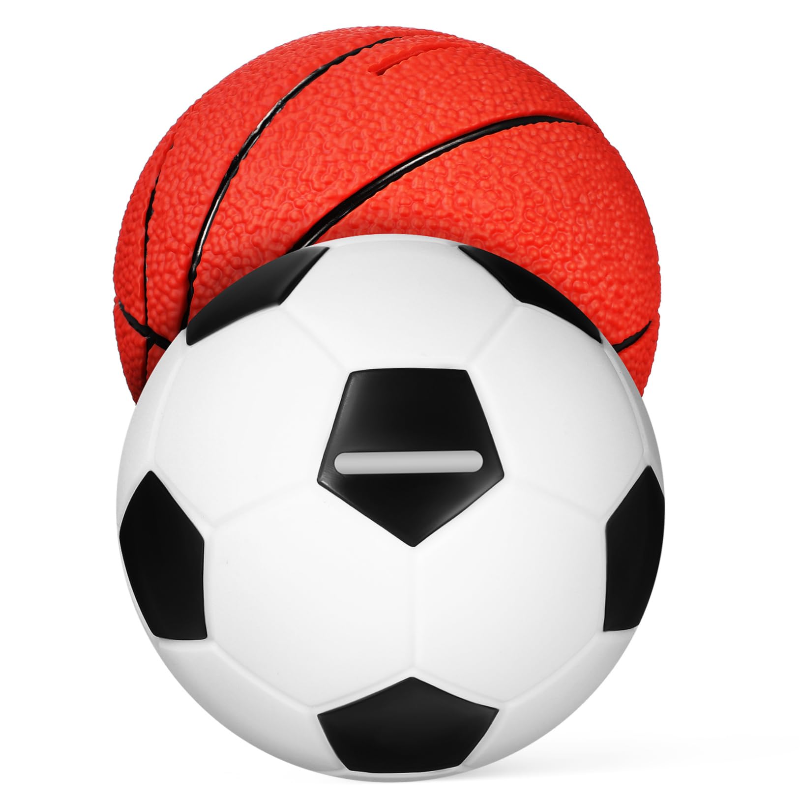 ERINGOGO Set 2 Pezzi Salvadanai in Vinile a Forma di Pallone da Basket e Calcio per Bambini, Dimensioni Portatili, per Decorazione Casa e Regali Compleanno Bambini