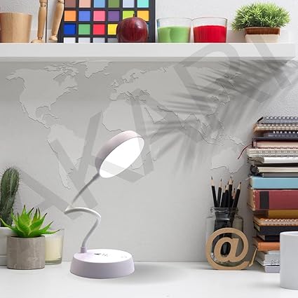 Akari Rechargeable Desk/Study Lamp Night Lamp, Touch On/Off Switch, Child Eye Safety Student Study Table Lamp, Led Lamp USB Charge 360% Angle Usage, 5 in 1 Feature AK-11T Lamp Color 0155 White