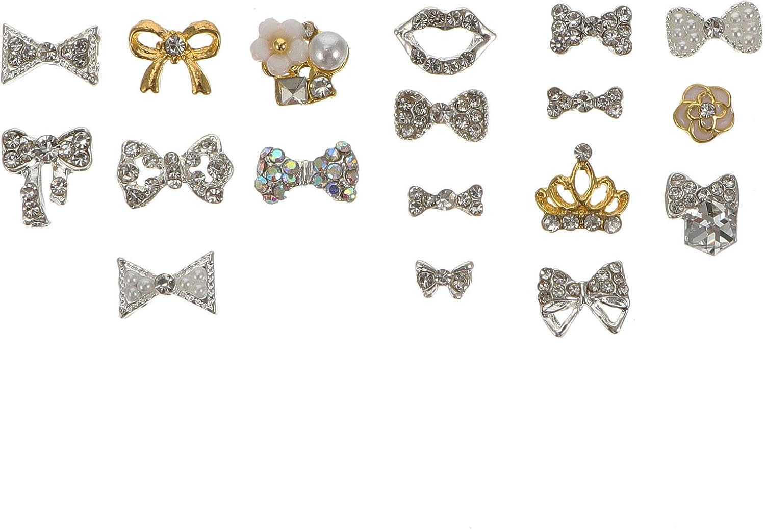 18pcs D Butterflies Bow Nail Studs Metal Art Decor for DIY Manicures