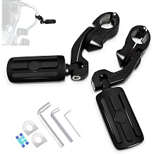 1.25" 32mm Adjustable Highway Foot Pegs w/Short Angled Mount Kit,Universal for Harley,Honda,Kawasaki,Suzuki,Yamaha,Indian,Victory Motorcycle w/1-1/4" Engine Guard/Crash Bar,BLACK#2