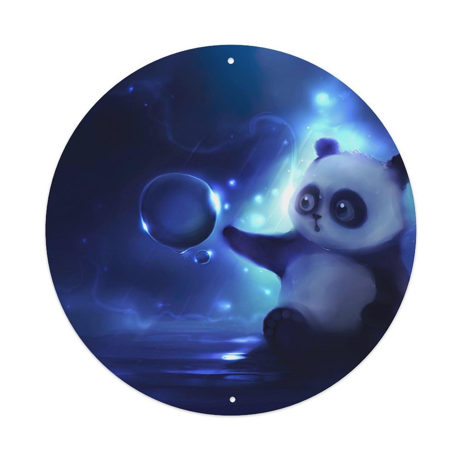 Animal The Little Panda Playing with Bubbles Vintage Metal Tin Sign Plaque Wall Decor for Cafe, Club Bar, Office, Garden Metal Poster 8x8Inch