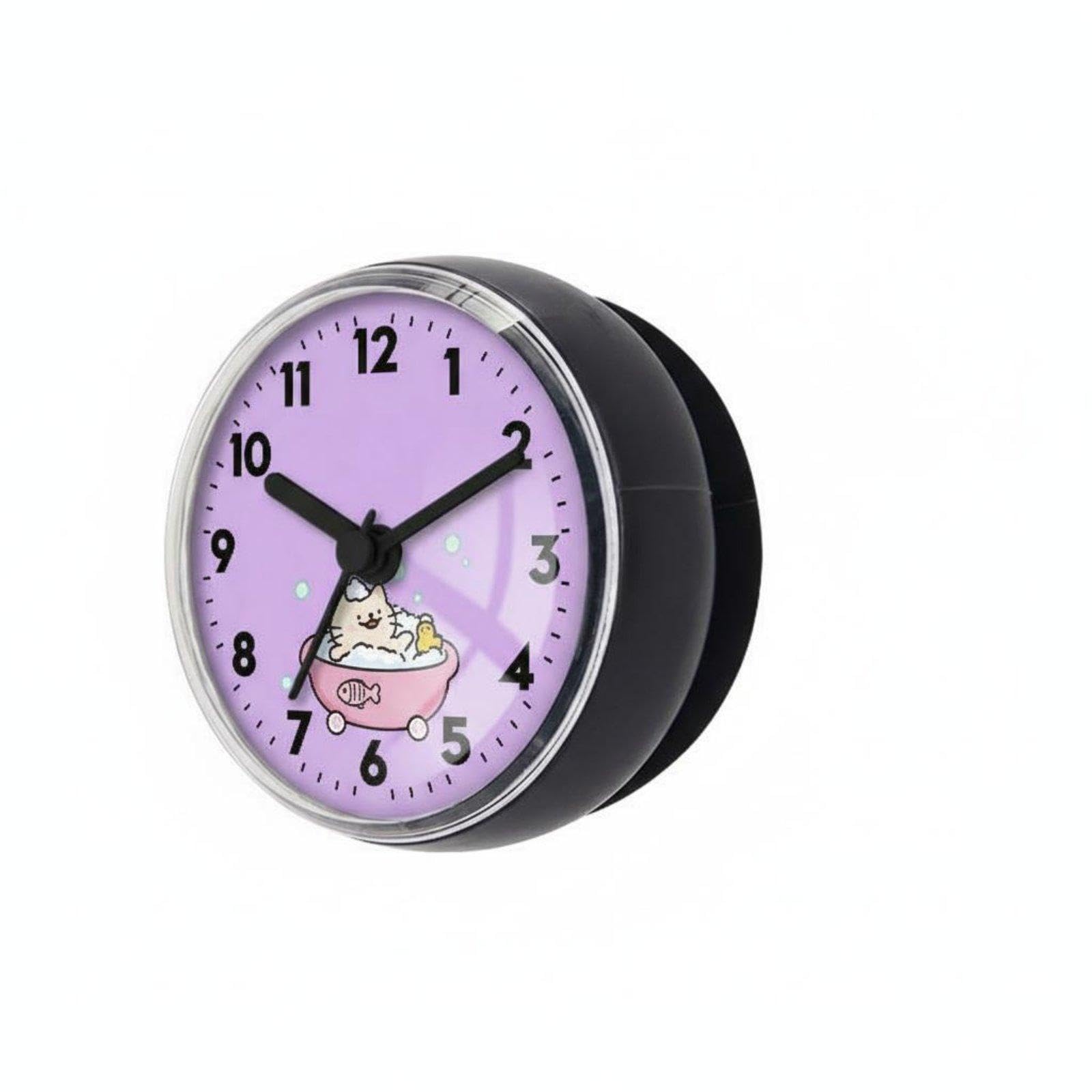 Waterproof Washroom Clock Drill Installation Cartoon Suction Suction Timepiece Fogproof Home Decor for Kids, Kitchen, Refrigerator Dark Grey-image-45