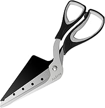 Asdirne Ciseaux à pizza, roulette à pizza avec pelle, lame tranchante en acier inoxydable de qualité alimentaire et poignée souple, ciseaux de cuisine multifonctionnels, 27 cm, noir/gris