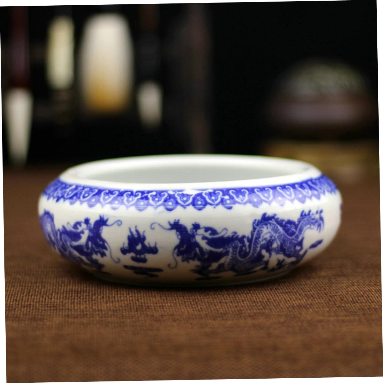 Ensemble Pot à Crayons Céramique Bleu et Blanc Petit, Bac à Laver Pinceaux Calligraphie Multifonction, Support Stylo Pinceau Cylindrique pour Bureau Artistique