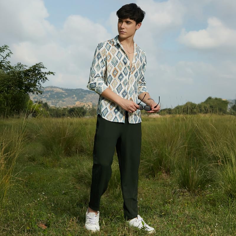Image of CAHOOT Men's Shirt for Casual Wear | Spread Collar | Long Cuffed Sleeves | Button Closure | Shirt Crafted with Comfort Fit for Everyday Wear