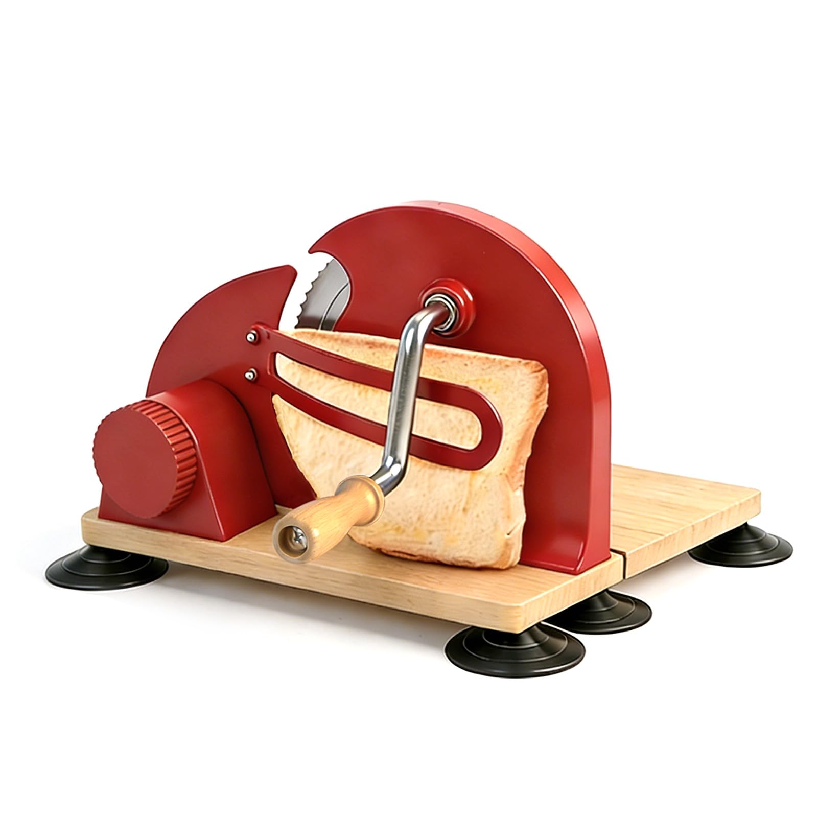 Jectse Cortador de Pan de Acero Inoxidable de Espesor Ajustable para Masa Madre, Rebanador de Precisión para Cocina (rojo)
