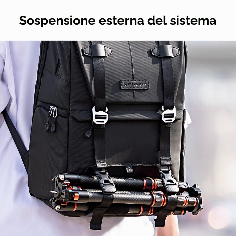 K&F CONCEPT Zaino per Fotocamera Professonale, 20L Borsa Fotocamera Fotografia Portatile, Multifunzionale Zaino Fotografico con Copertura Antipioggia, Scomparto per Laptop da 15.6 Pollici