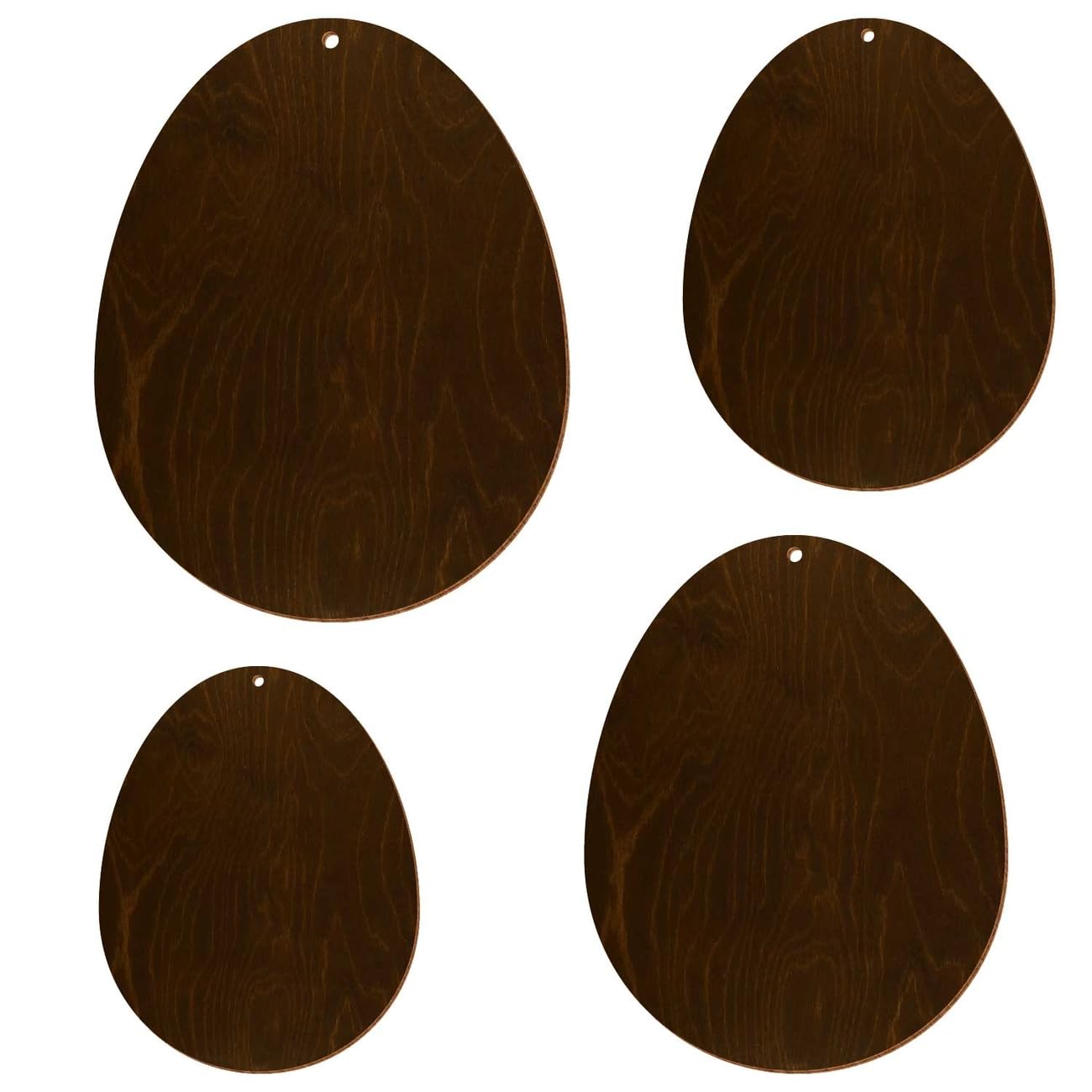 Holz Ostereier Eiche dunkel - beidseitig lackiert mit Loch - 3-50 cm Osterdeko