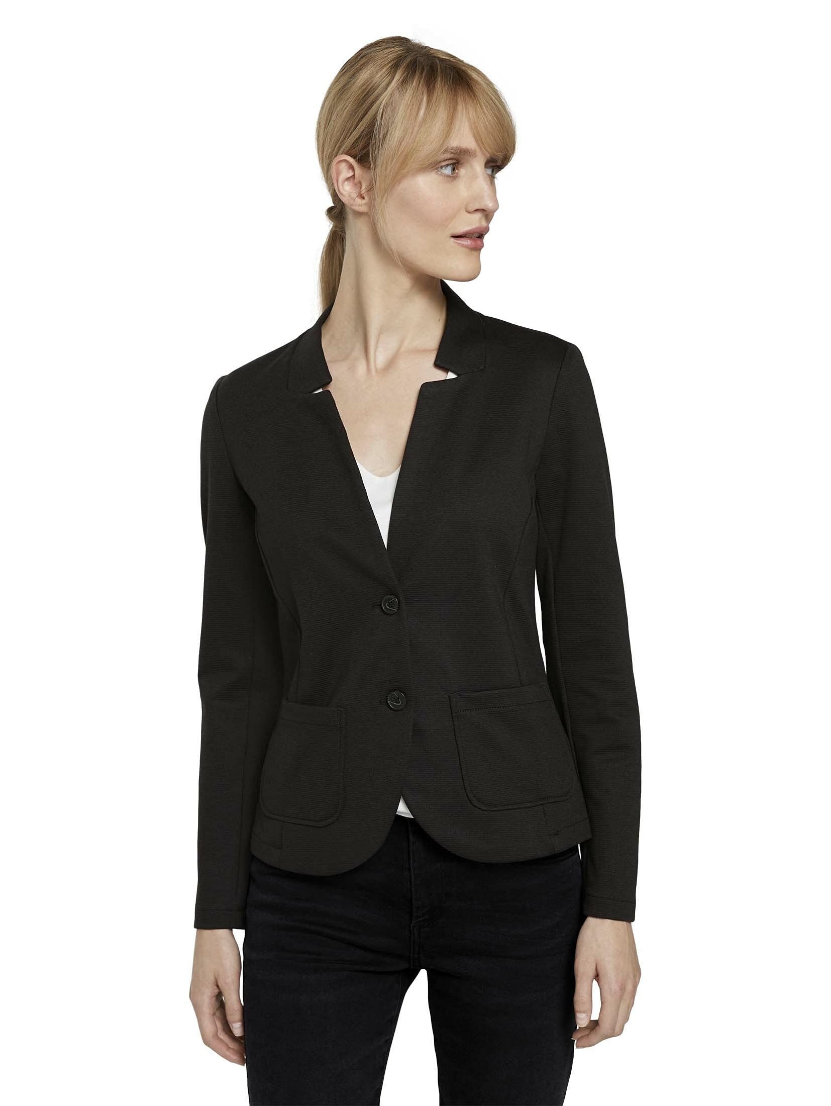 TOM TAILOR Women's Ottoman Blazer, 14482-Deep Black, L