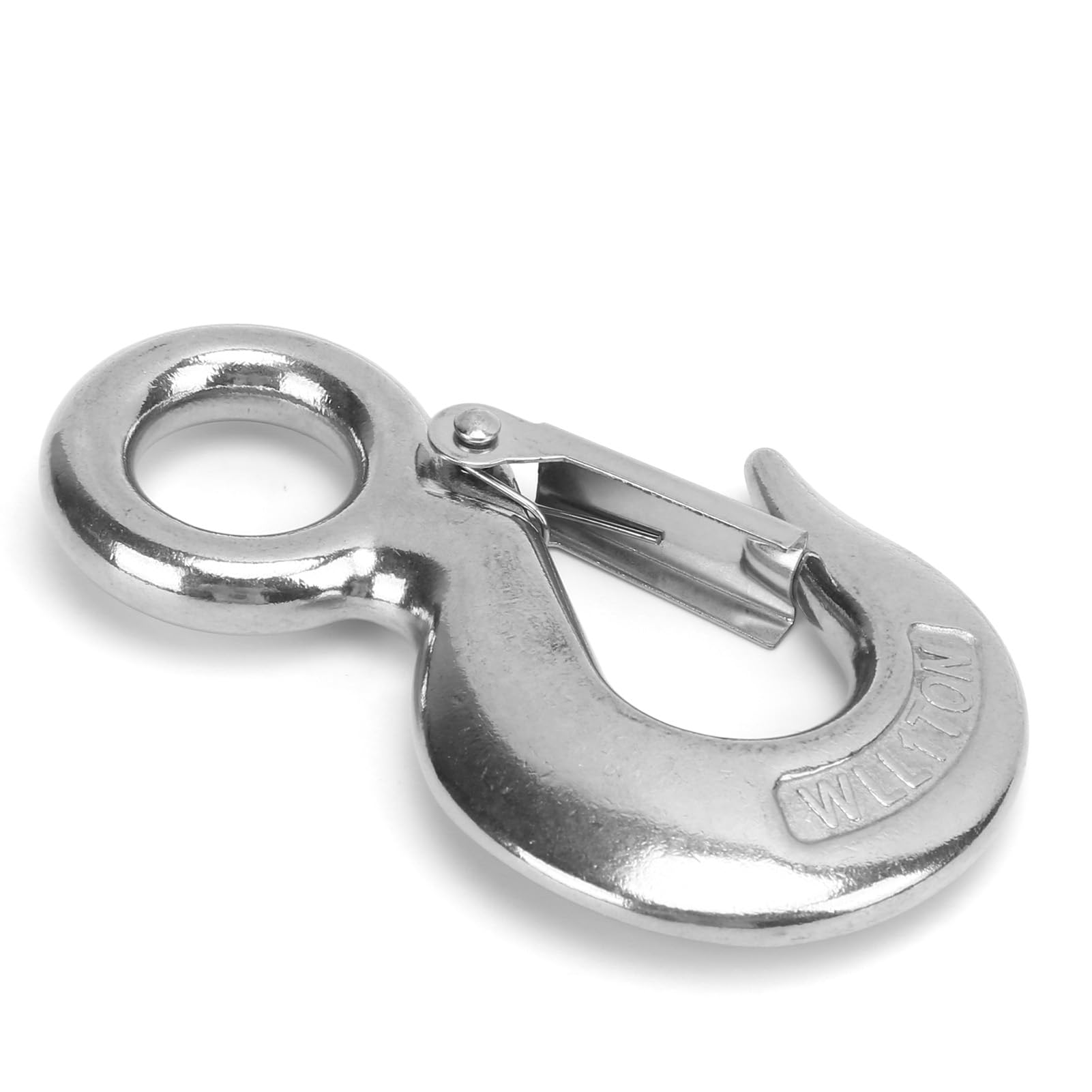 3 pezzi Gancio a Slittamento per Occhi con Chiusura di Sicurezza, Gancio a Slittamento in Acciaio Inox per Sollevamento con Occhielli, Gancio a Slittamento Lucido di Grado Marittim (1T)